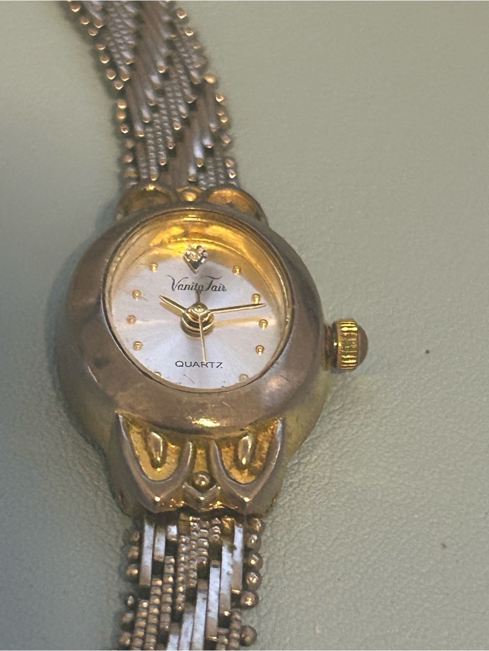 Vintage Vanity Fair Ladies Quartz Bracelet Watch Gold Silver Tone. Untested.
